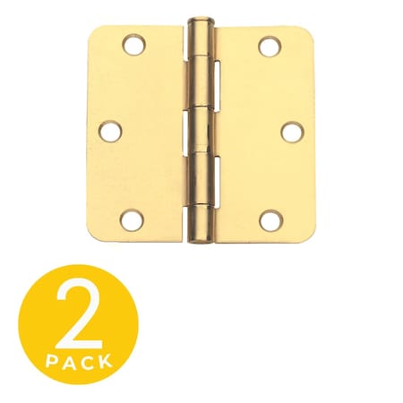 Global Door Controls 3 in. x 3 in. Satin Brass Full Moritse Residential 1/4 in. Radius Hinge with Removable Pin, PK2 CP3030-1/4US4-M
